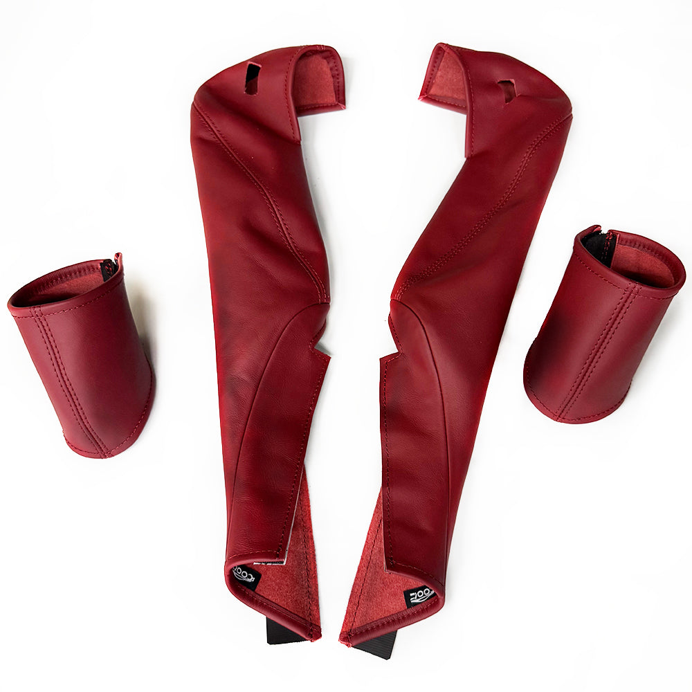 Bordeaux Red Leather Side Bolster Protector Set for Porsche Racing Bucket Seats
