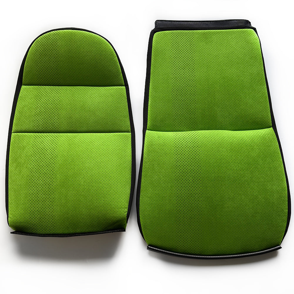 Lizard Green Italian Alcantara Center Seat Inserts with Vertical Perforation Design for Porsche Carbon Fiber Bucket Seats (991 / 992 GT3 RS, 718 GT4 RS, 918)
