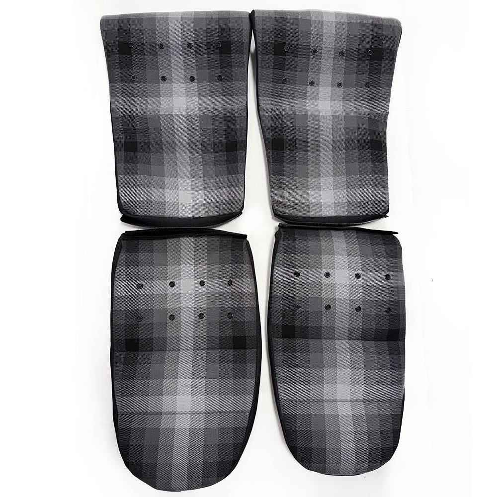 Grey Checkered Center Seat Inserts with Matte Black Button Accents for Porsche Carbon Fiber Bucket Seats (991 / 992 GT3 RS, 718 GT4 RS, 918)