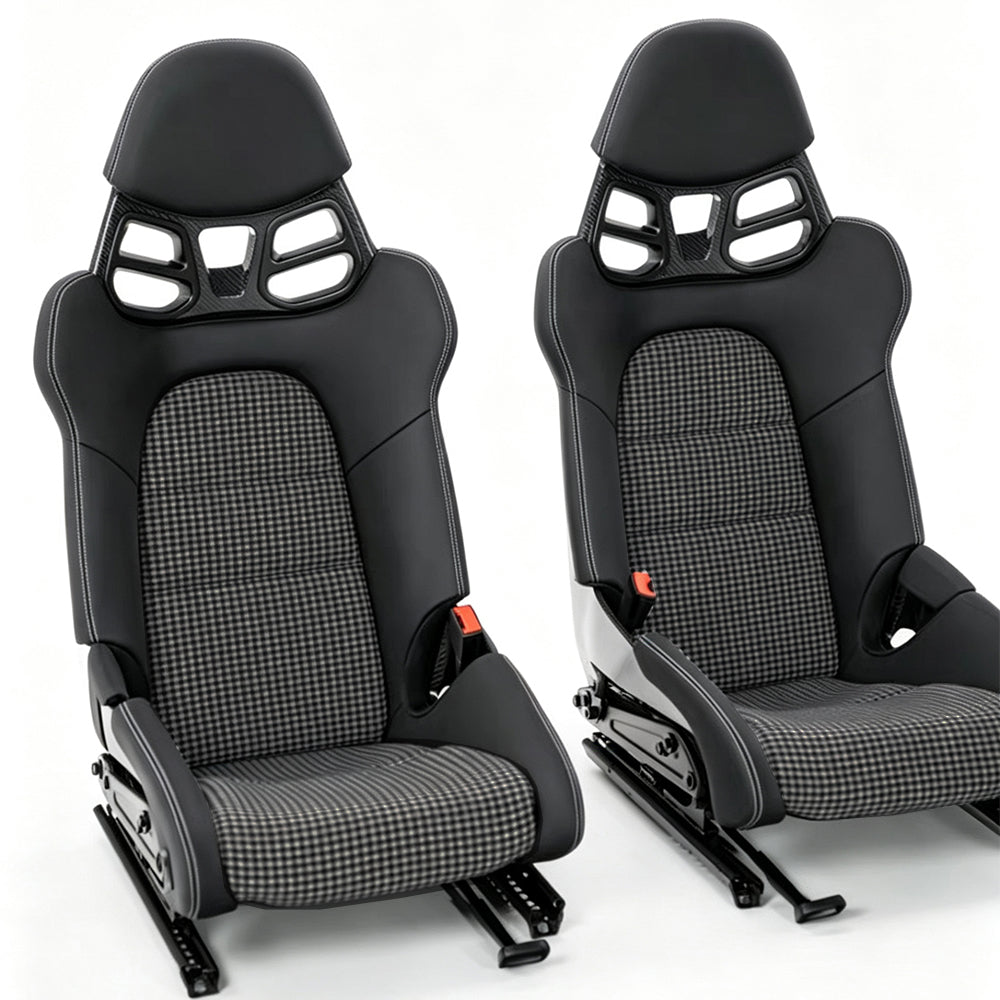 Black & Grey Houndstooth Seat Inserts with Foam Cushioning for Porsche Bucket Seats