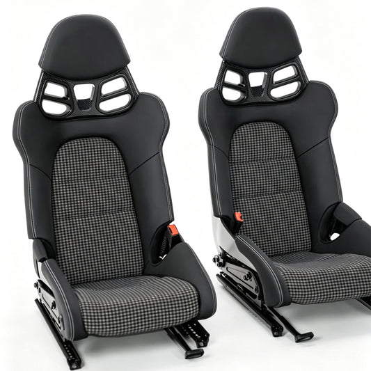 Black & Grey Houndstooth Seat Inserts with Foam Cushioning for Porsche Bucket Seats