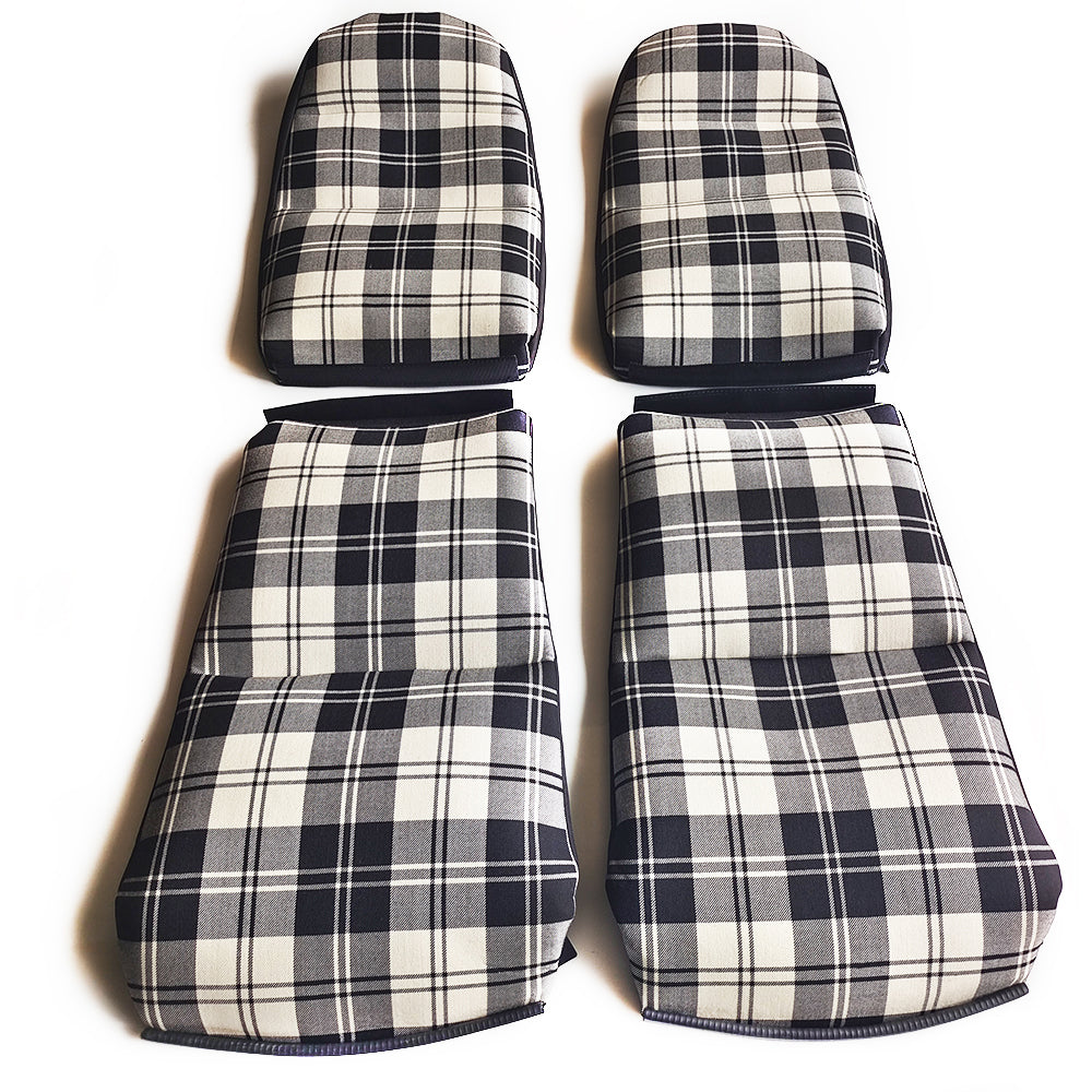 Porsche 911 Bucket Seat Center Inserts（black-white plaid fabric）