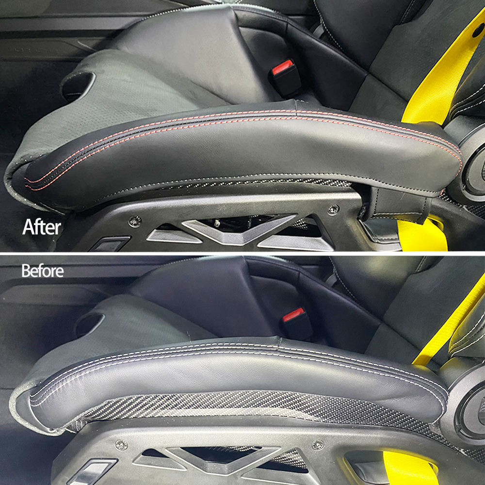 Side bolster protector set for Porsche 911/992.2 bucket seats——red stitching